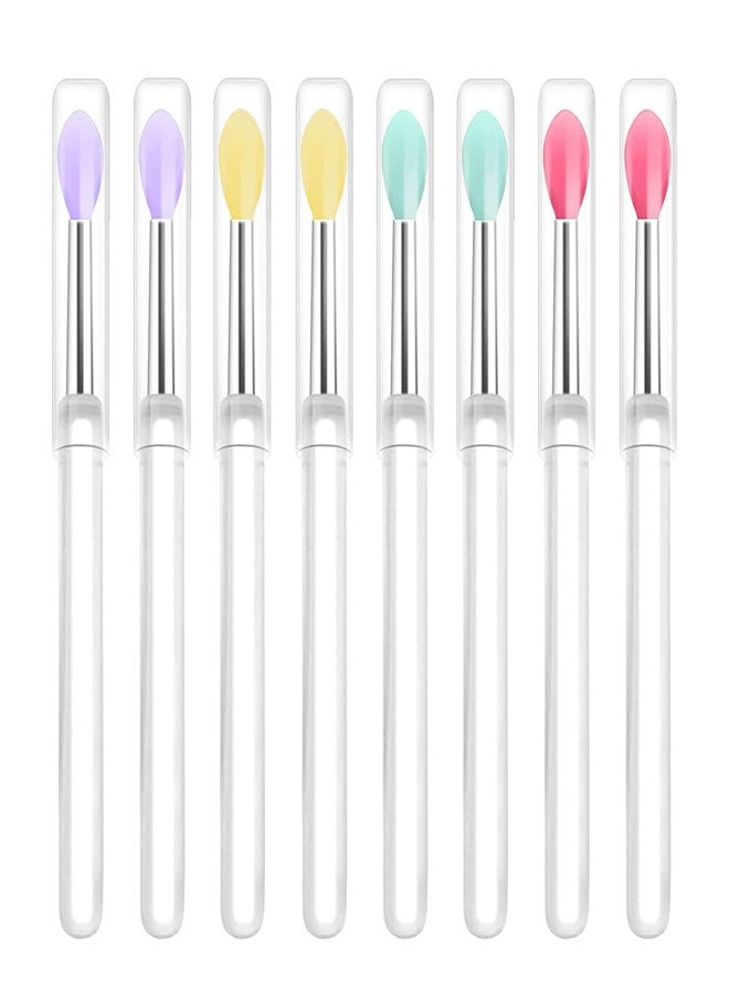 LORMAY Silicone Lip Brushes with Transparent Handles and Caps. Perfect Tools for Applying Cream Lip Mask, Eyeshadow, and Lipstick (8pcs, Multicolor) - Image 1