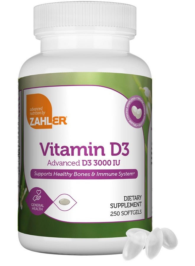 Zahler Vitamin D3 3000IU, Vitamin D3 Supplement 3,000 IU, Certified Kosher (250 Softgels) - Image 1