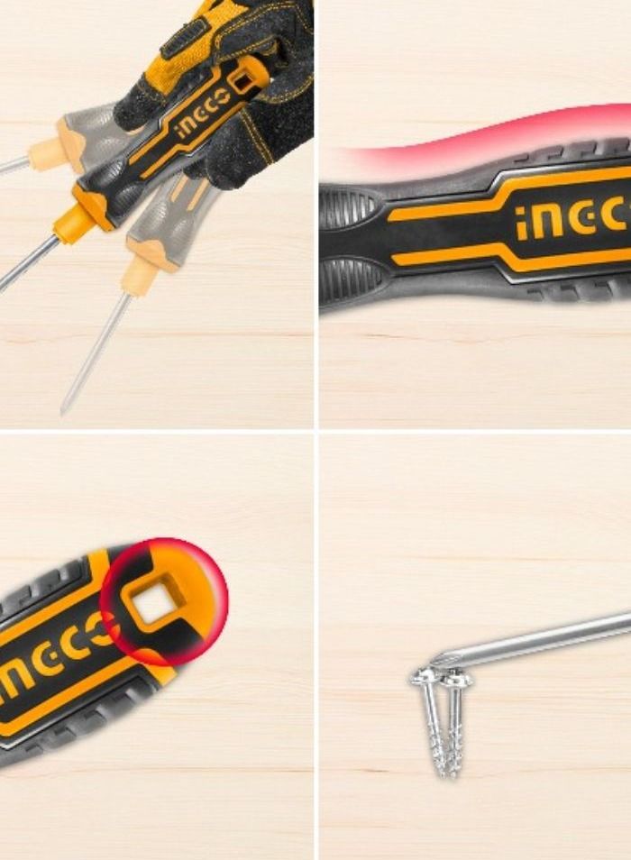 إنجكو طقم مفك براغي مغناطيسي CRV 8 في 1 ، مقبض مريح قابل للتبديل ، مقاوم للصدأ - Image 3