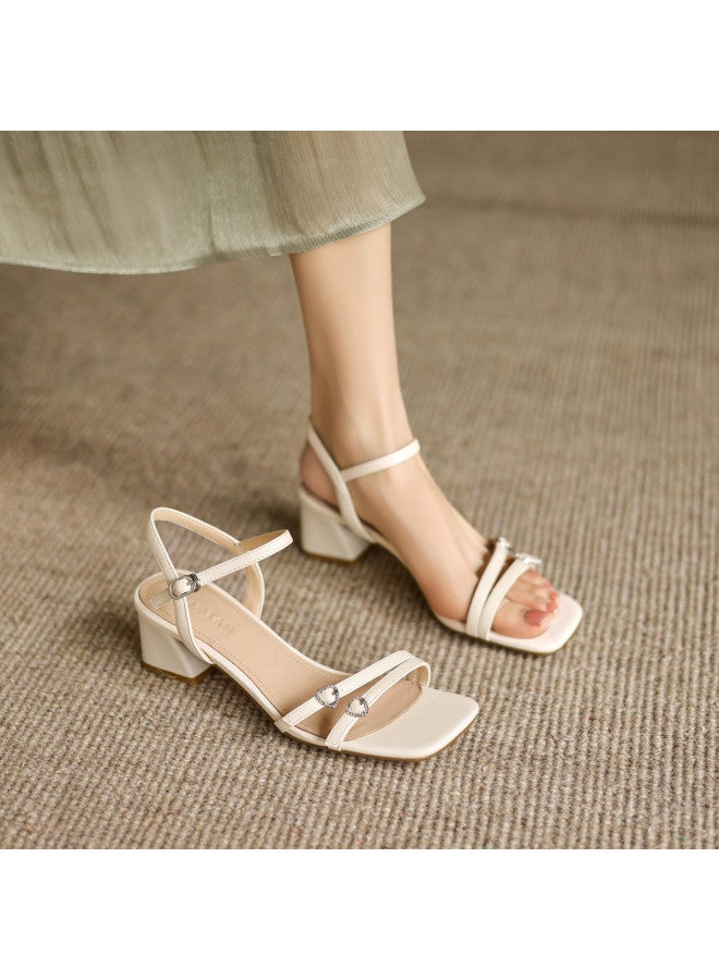 AME Fashion One-strap Sandals Women 2025 New Simple Classic Refreshing Chunky Heel Sandals To Match Skirts - Image 2
