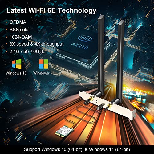 EDUP AX210NGW WiFi Card Wi-Fi 6E Network Card 6G/ 5G/ 2.4GHz, M.2/NGFF 2230 Bluetooth 5.3 Tri-Band AX5400M, Supports Windows 11/10 (64-Bit), Includes Ipex Cable, 5dBi Antennas and Low-Profile Brackets - Image 4