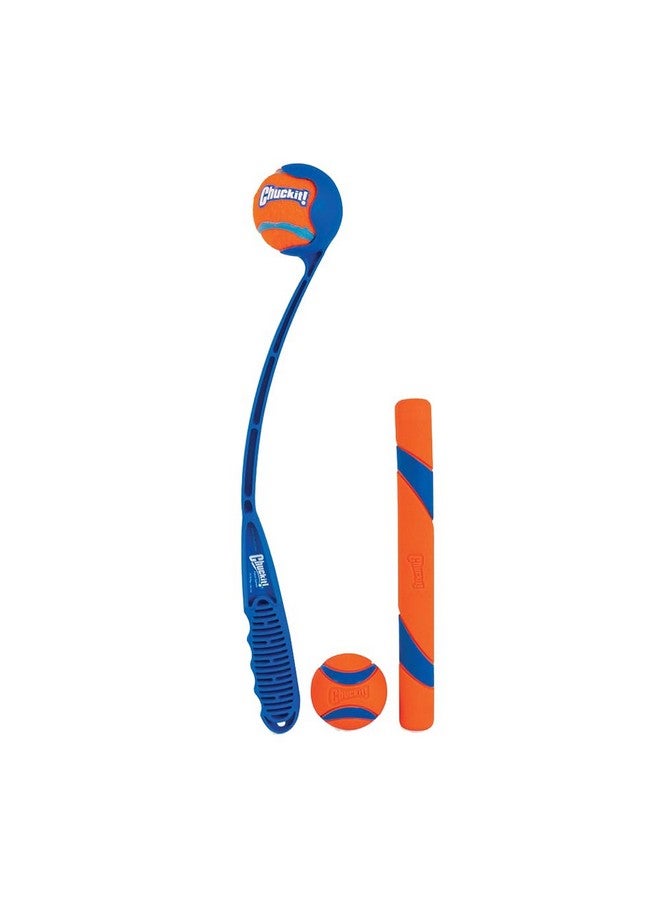 Chuckit! Fetch Pack - Dog Toys Indestructible Launcher, 18M, Tennis Ball & Ultra Rubber Ball Fetch Stick, Orange and Blue - Image 4