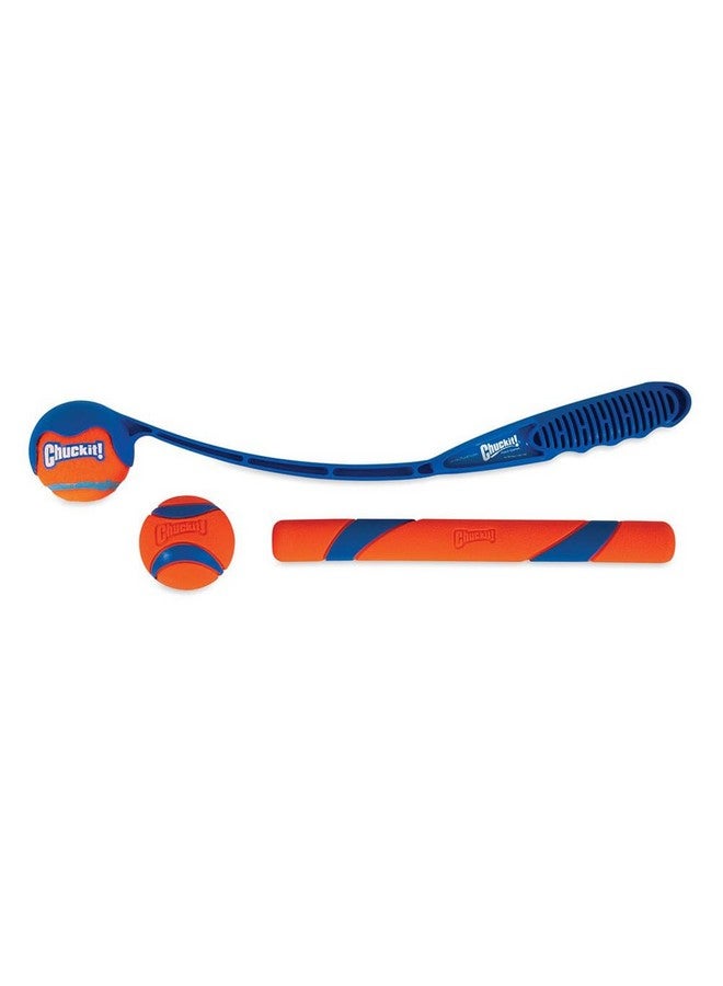 Chuckit! Fetch Pack - Dog Toys Indestructible Launcher, 18M, Tennis Ball & Ultra Rubber Ball Fetch Stick, Orange and Blue - Image 5