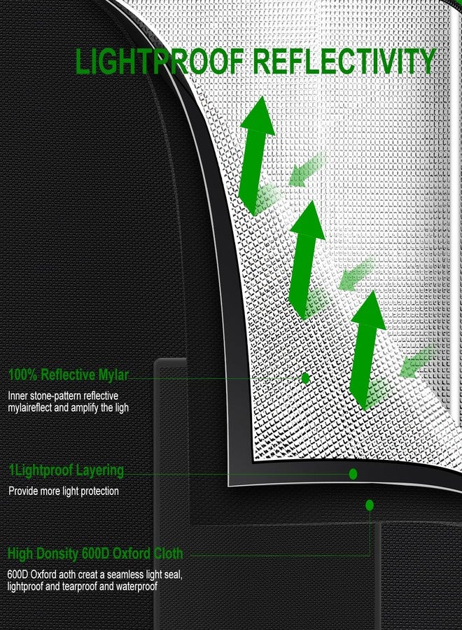 MELONFARM 2x2 Grow Tent, 24"x24"x48'' High Reflective 600D Diamond Mylar Canvas with Observation Window and Floor Tray for Hydroponic Indoor Plant Growing - Image 4