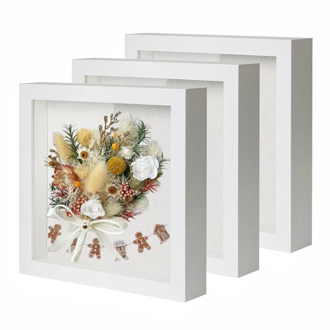 8X8 SHADOW BOX PICTURE FRAME WITH LINEN BOARD DEEP WOOD GLASS DISPLAY CASE READY TO HANG SPORTS MEMORABILIA PINS AWARDS MEDALS WEDDING TICKETS AND BABY MEMORY PHOTOS WHITE 3PCS