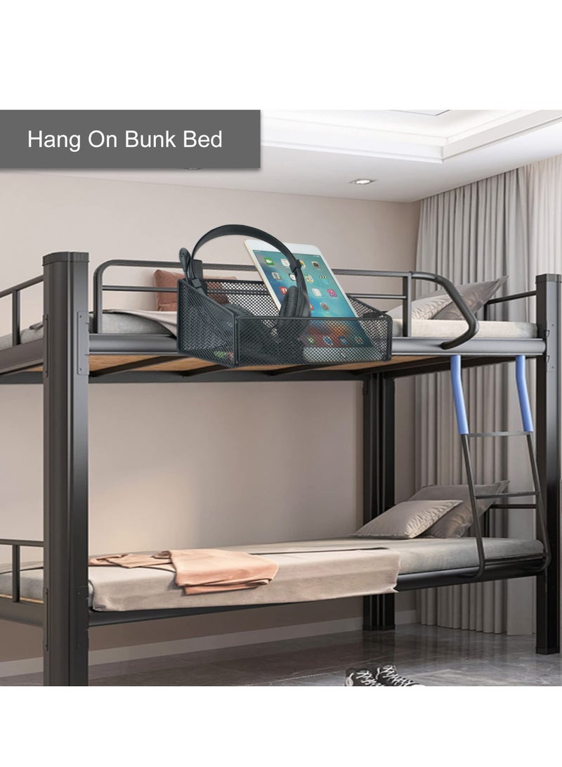 Excefore Bedside Caddy Hanging Storage Basket ,Beside Shelf Metal Organizer for Collage Dorm Bunk Bed,Hospital Bed,Baby Bed Bedroom ,for Magazine,Remote Control,Phone,Drinks (Black)  - Image 3