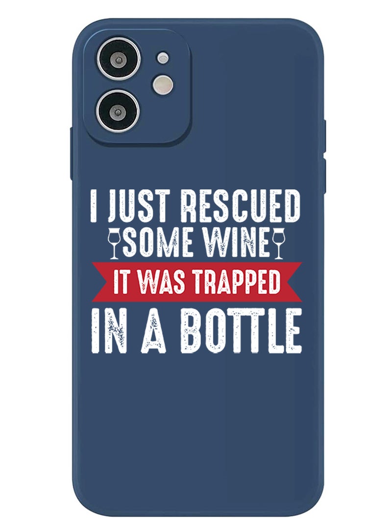 Theodor Protective Slim Fit Case Liquid Silicone Cover with Full Body Protection Anti-Scratch Shockproof Case For iPhone 12 Blue  - Wine trapped in bottle white copy - Image 1