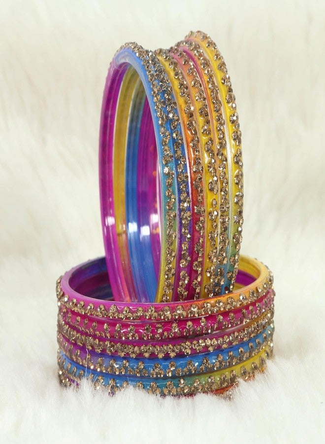 LAVAZZA Fancy Stone & Glass Bangles Set For Women & Girls | Stylish Glass Bangles For Wedding, Party, Daily, Occassion | Kanch Chudi Set | Traditional Women's Bangles Jewellery-(Iphone-CMB-A-2.6) - Image 3