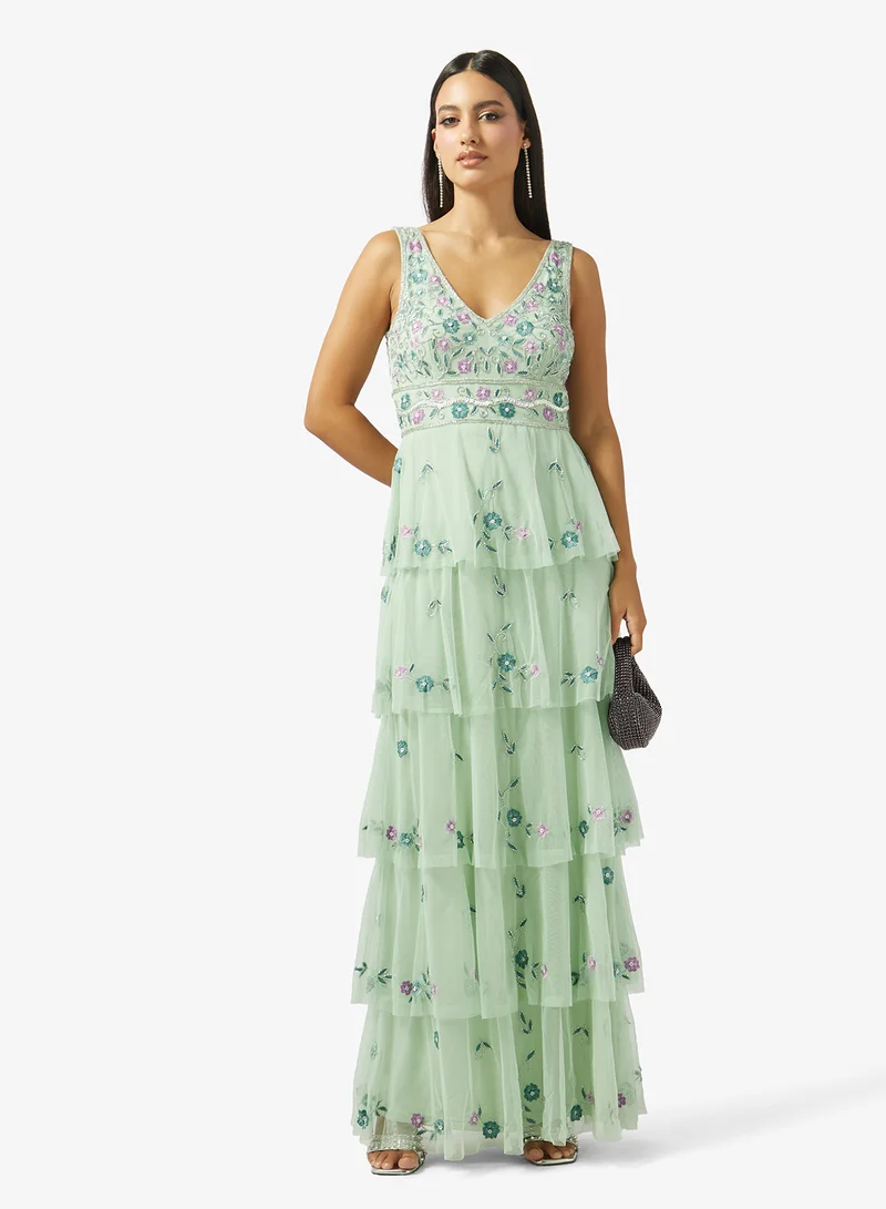 Namshi x  V Neck Layered Dress for Women | Best Price UAE