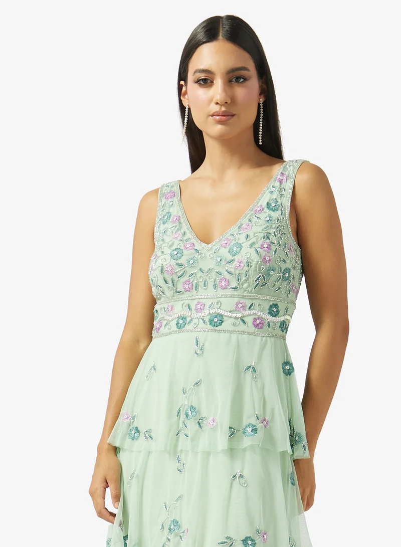 Namshi x  V Neck Layered Dress for Women | Best Price UAE