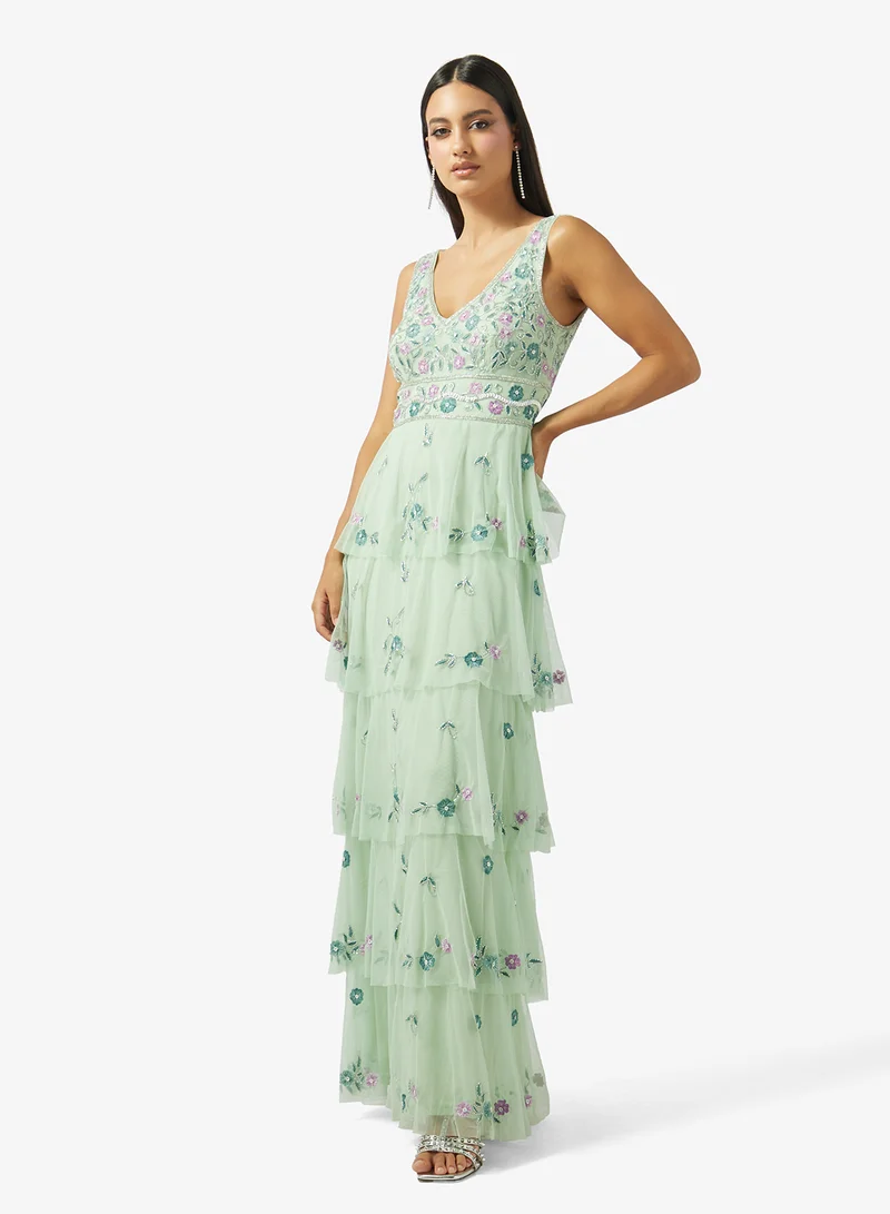 V Neck Layered Dress