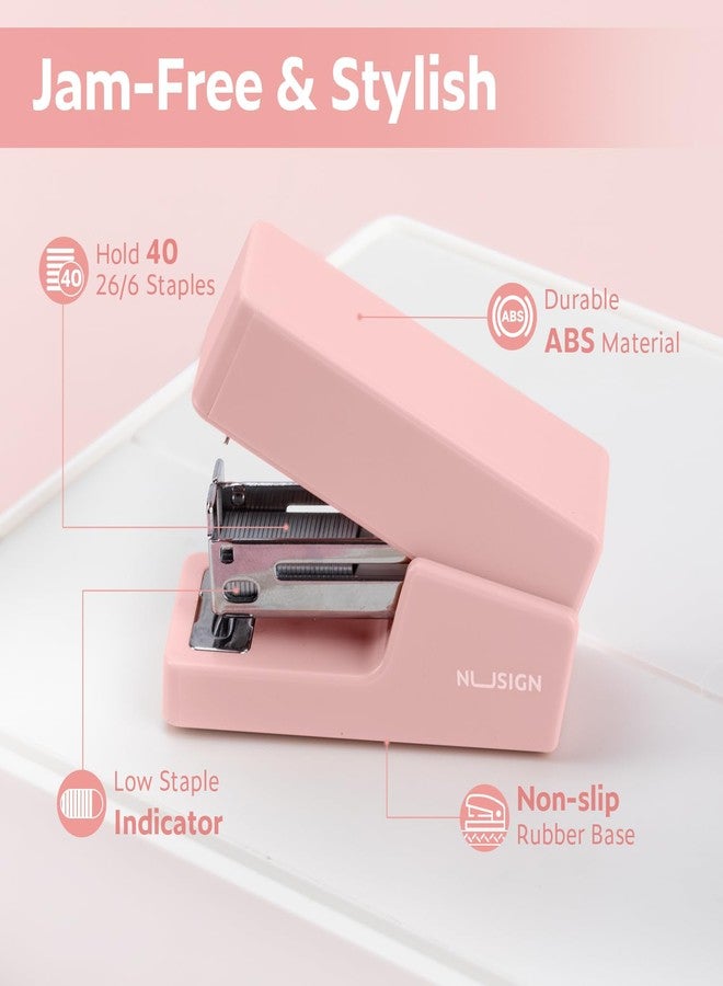 NUSIGN Mini Stapler with 830 Staples, Small Cute Desk Staplers, 25 Sheet Capacity, Pink - Image 4