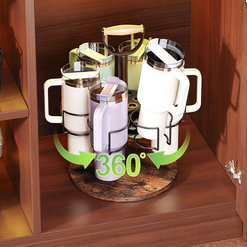 Large-capacity rotating wrought iron cup holder is suitable for Bingba cup multi-functional cup holder (adjustable + rotatable) - Image 3