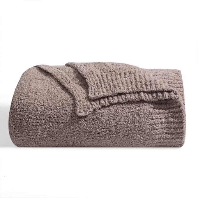 SUPER SOFT FLUFFY THROW BLANKET LIGHTWEIGHT COZY WARM BED BLANKETS FOR COUCH BED SOFA ALL SEASON ROSE TAUPE 60X80