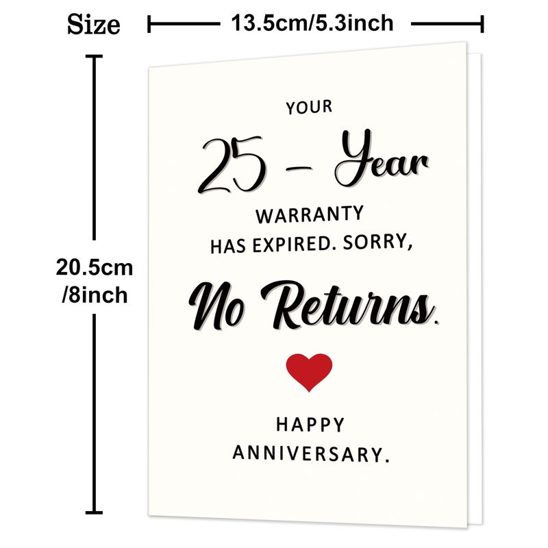 Smithtuy Funny 25th Anniversary Card,25 Year Wedding Anniversary Card Gifts for Husband Wife Couples Him Her,25th Anniversary Cards Gifts for Women Men - Image 3