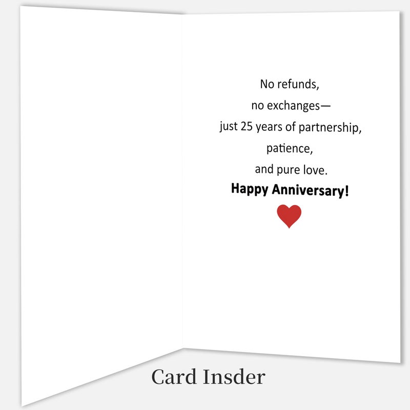 Smithtuy Funny 25th Anniversary Card,25 Year Wedding Anniversary Card Gifts for Husband Wife Couples Him Her,25th Anniversary Cards Gifts for Women Men - Image 2