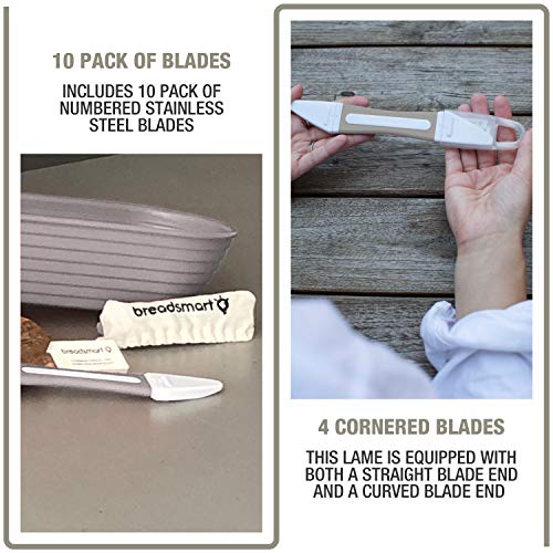 Breadsmart Bread Lame - Bread Scoring Tool - Set of 10 Stainless Steel Blades - Bakers Dough Scorer - Best Sourdough Bread Baking Supplies - Image 4