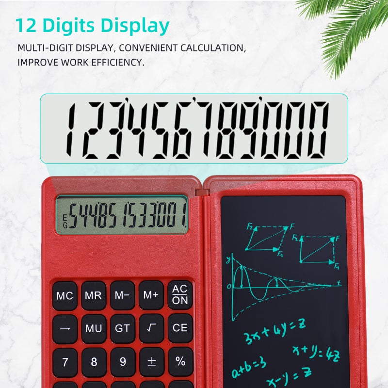 لوحة كتابة LCD وحاسوب ذكي مع شاشة عرض 12 رقمًا - لوحة كتابة قابلة لإعادة الاستخدام بحذف أحادي النقر للمنزل والمكتب والمدرسة للأطفال والبالغين - Image 4