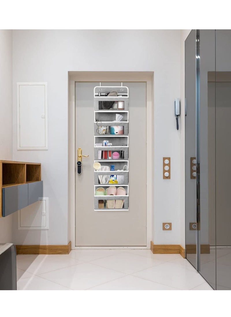 YQbest - Over The Door Organizer Wall Mount Storage with 5 Large Pockets Sturdy Foldable Hanging Clear Window and 2 Metal Hooks Behind Versatile - Image 1