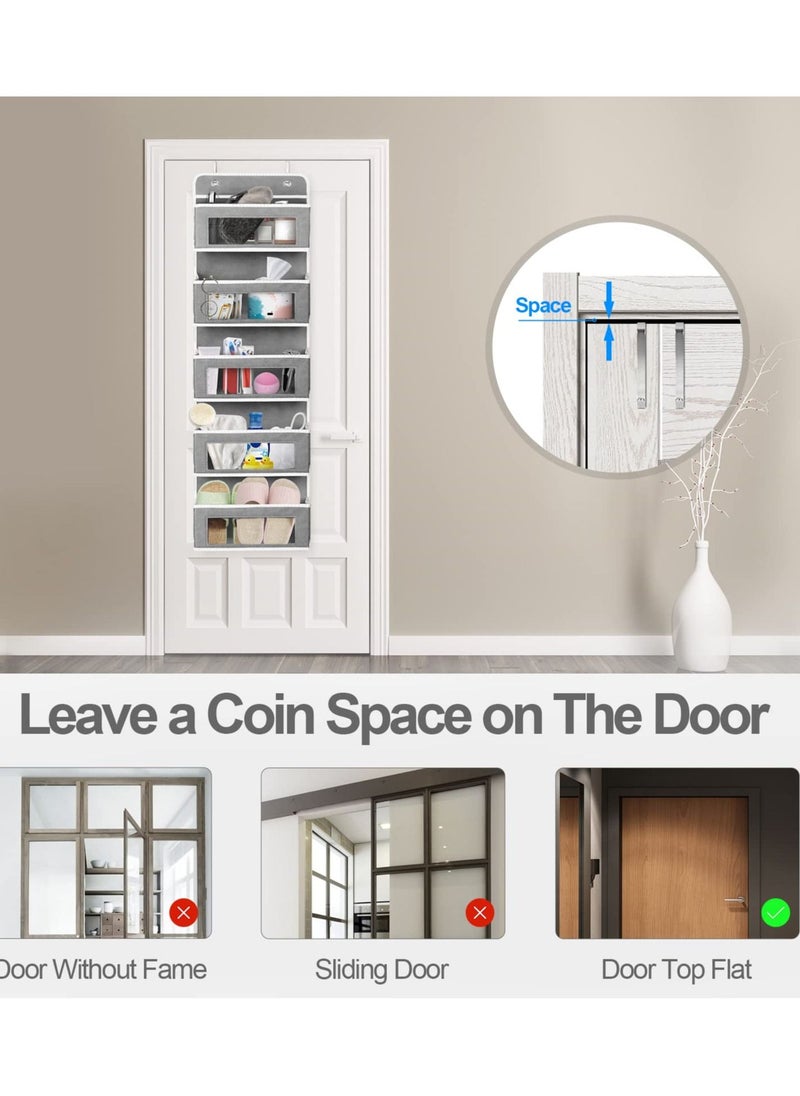 YQbest - Over The Door Organizer Wall Mount Storage with 5 Large Pockets Sturdy Foldable Hanging Clear Window and 2 Metal Hooks Behind Versatile - Image 1