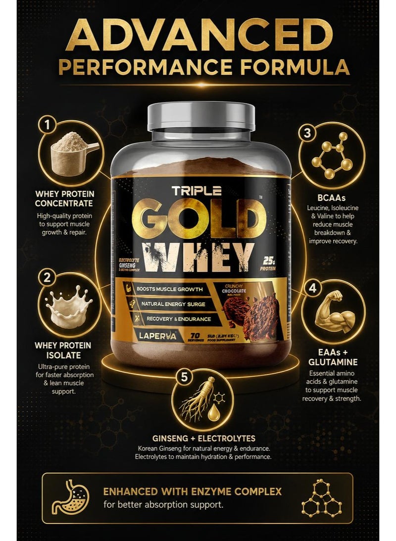 Laperva Triple Gold Whey Boost Muscle Growth Recovery Crunchy Chocolate 5 LB - Image 3