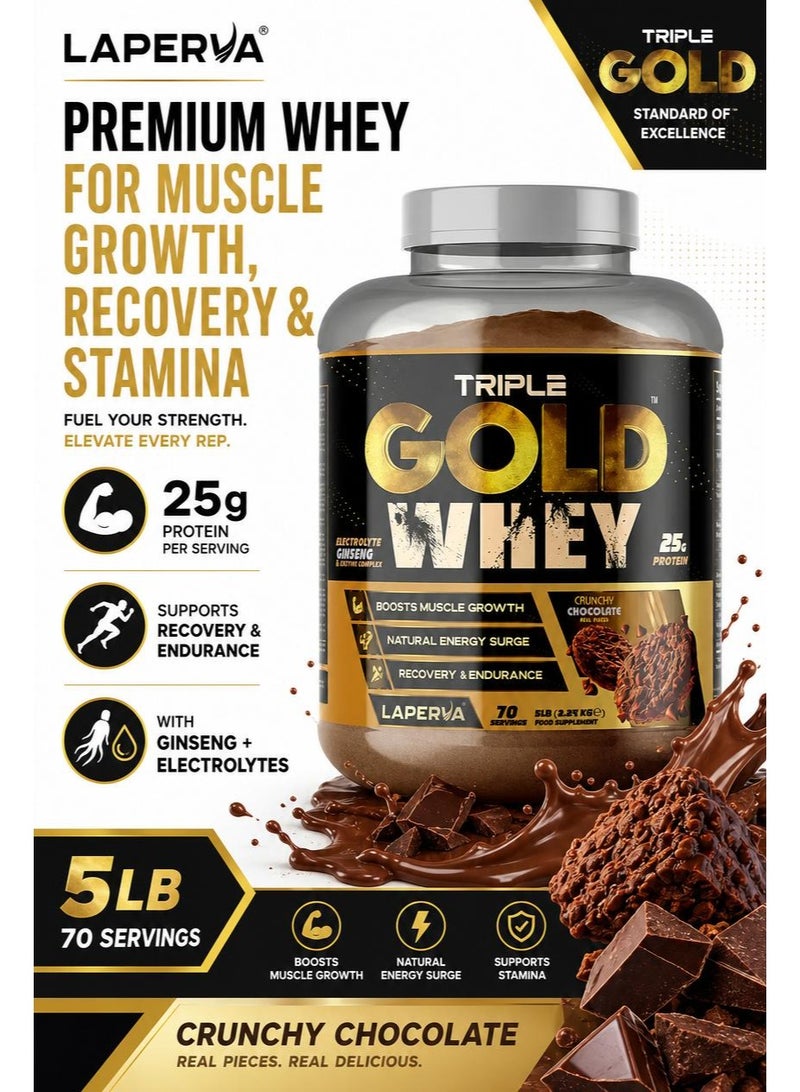 Laperva Triple Gold Whey Boost Muscle Growth Recovery Crunchy Chocolate 5 LB - Image 4