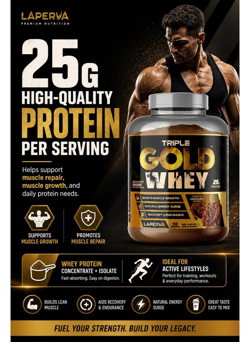 Laperva Triple Gold Whey Boost Muscle Growth Recovery Crunchy Chocolate 5 LB - Image 5
