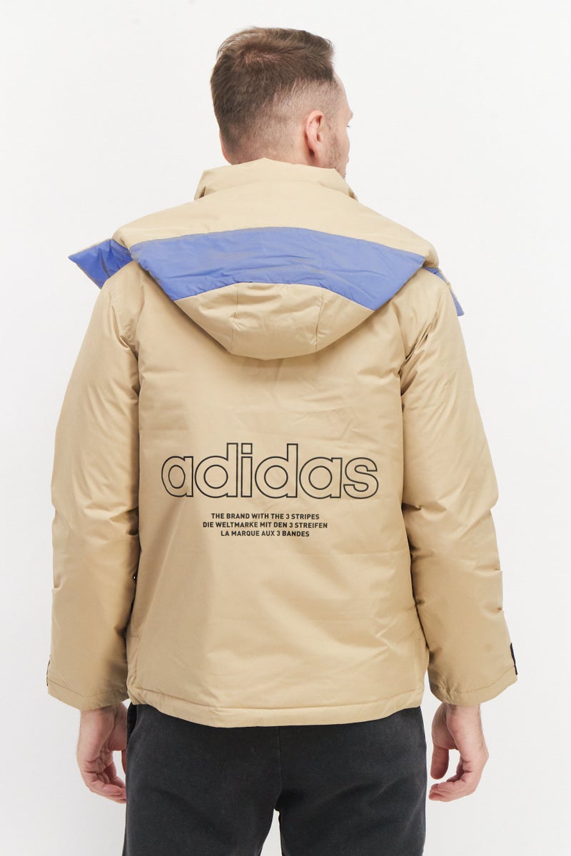 adidas Originals Men Sportswear Fit Brand Logo Hooded Jacket Beige  - Image 3
