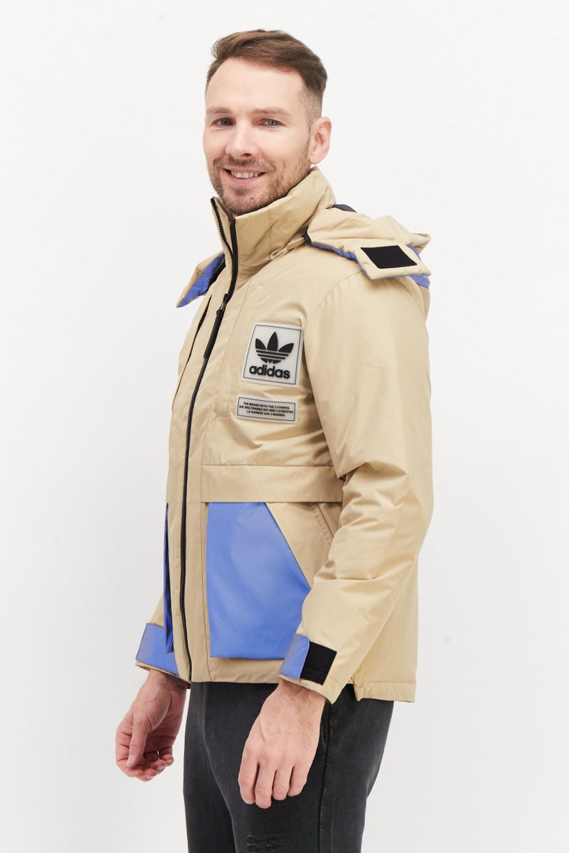 adidas Originals Men Sportswear Fit Brand Logo Hooded Jacket Beige  - Image 2