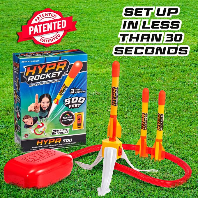 Flybar Hypr Rocket Launcher for Kids Patented Designed Launcher Reach up to 500 Feet with Turbo Mode, 3 Rockets Included, Connectable Launcher for Multi Player Fun, Easy Set Up, Durable, Kids Outdoor Toys - Image 5