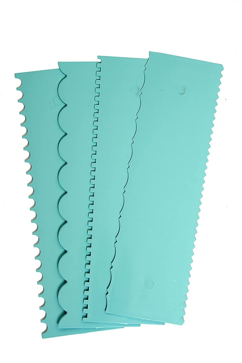 Rabbonix Plastic Tall Cake Scraper Cutter Tool for Icing and Decoration | Size 8.98 inch X 2.9 inch | Sky Blue | 04 Pcs - Image 1