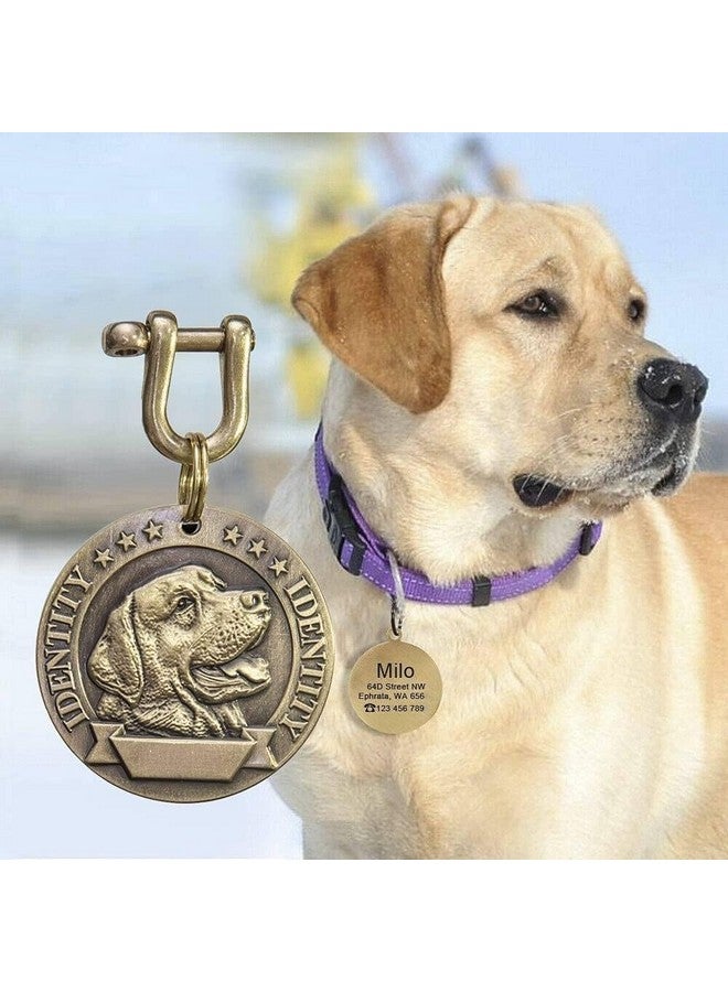 علامات تعريف الحيوانات الأليفة المصنوعة من النحاس الخالص، علامات تعريف الكلاب المخصصة، نمط حيوان أليف ثلاثي الأبعاد، أحرف على الجهة الأمامية والخلفية | علامات تعريف طوق الحيوانات الأليفة (قد يختلف التصميم، كبير) - Image 2