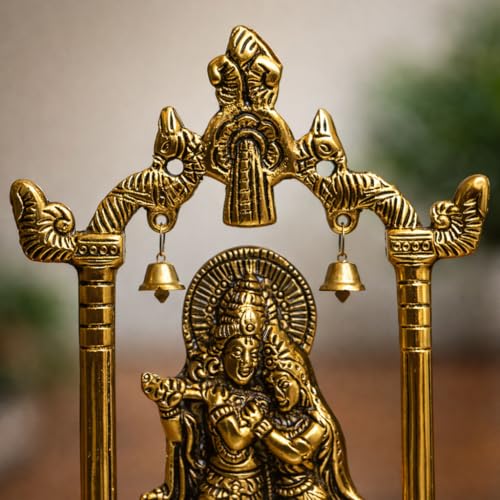 CHHARIYA CRAFTS Metal Radha Krishna Statue Gold Plated Decor Your Home,Office & Radha Krishna Murti Idol Showpiece Figurines Religious Krishna Idol Gift Article, 14 cm , 7 cm - Image 4