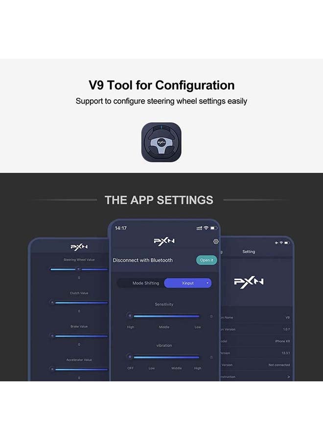 PXN Game Steering Wheel For PlayStation/Xbox/Switch/PC With H-Patten Shifter and 3 Pedal -wired - Image 4