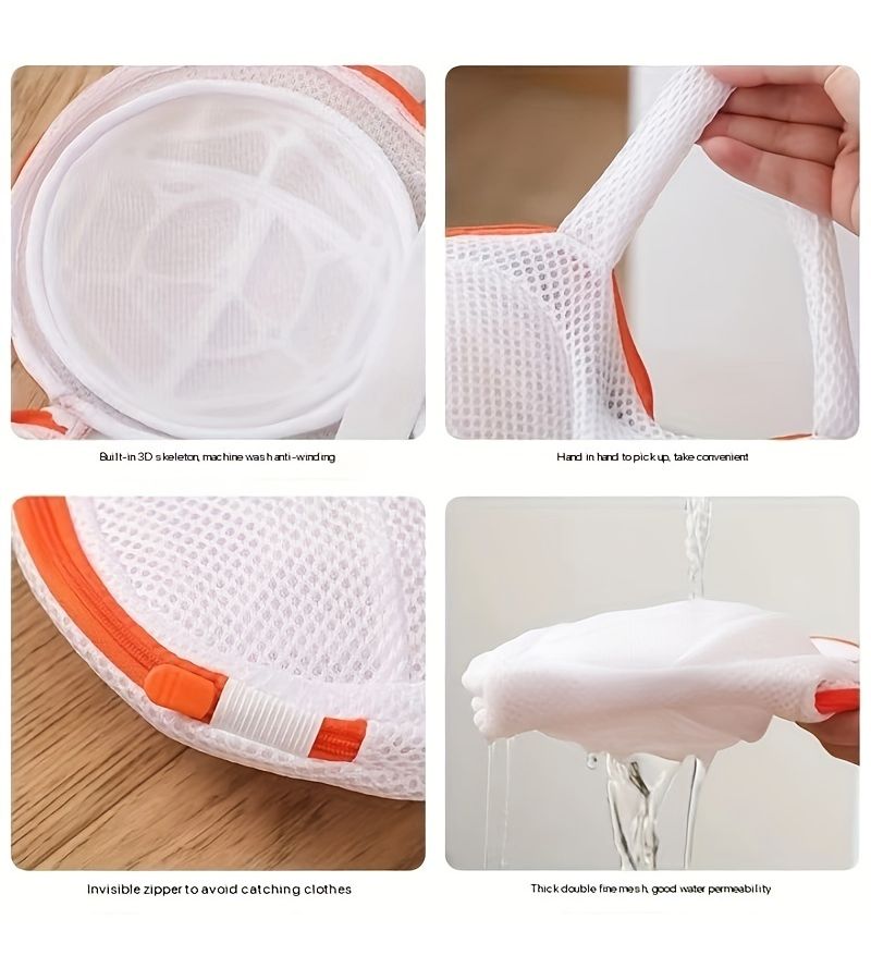 1pc Bra Wash Storage Bag Anti Tangle Mesh Pouch With Zipper - Image 4