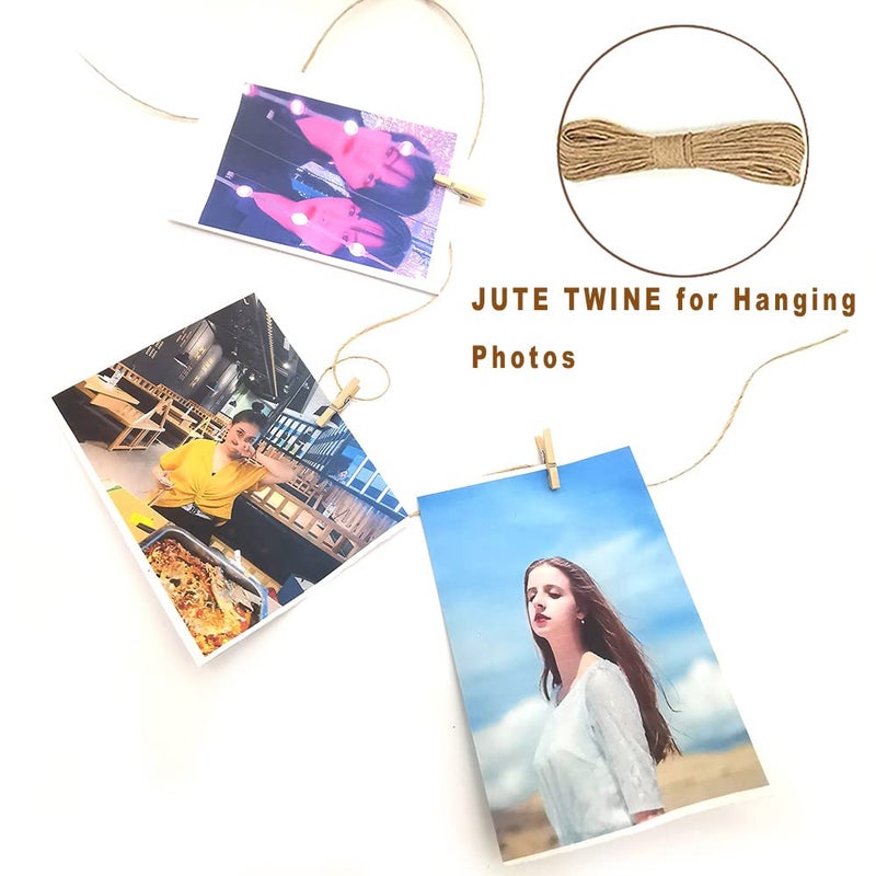 SETNDTS 1.35 Inch Mini ClothesPins for Photoã€100 Pcsã€‘ with 32 Feet Jute Twineï¼ŒMini Clothes Pins for Crafts,Wooden Small Clothes Pins for Pictures,Tiny Decorative Clothespins for Baby Shower(Natural Color) - Image 3