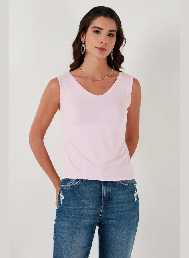 ليلا بلوزة نسائية بياقة على شكل حرف  وأشرطة سميكة من ليلا