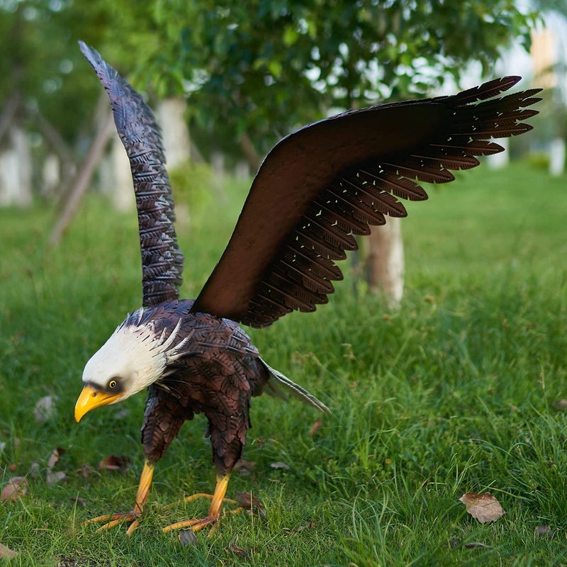 chisheen Bald Eagle Statue Outdoor Garden Sculpture Metal Yard Art Lawn DecorationsLarge Eagle Figurines and Statues