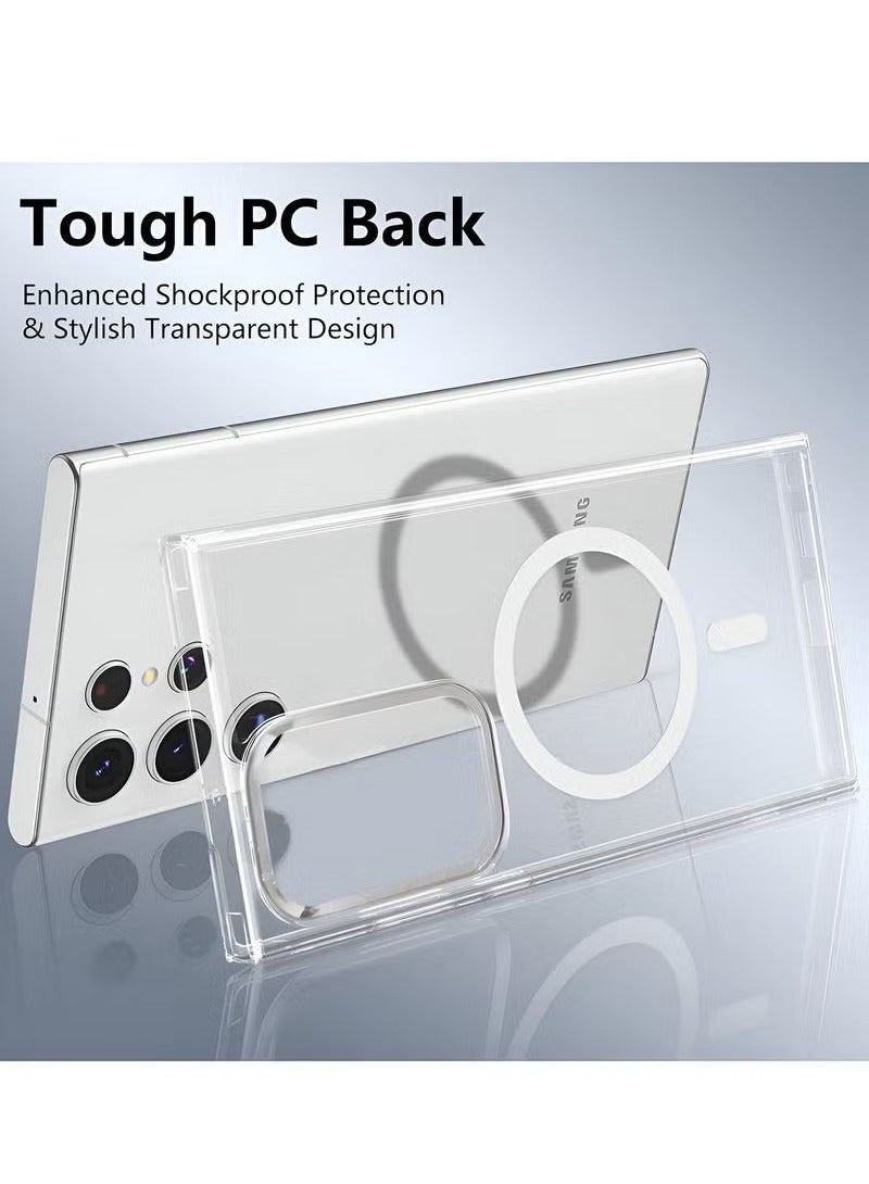 TIGER Samsung Galaxy S23 Ultra 2023 Magnetic Case, Slim Transparent Flexible TPU Shockproof Magsafe Back Phone Case - Clear - Image 3