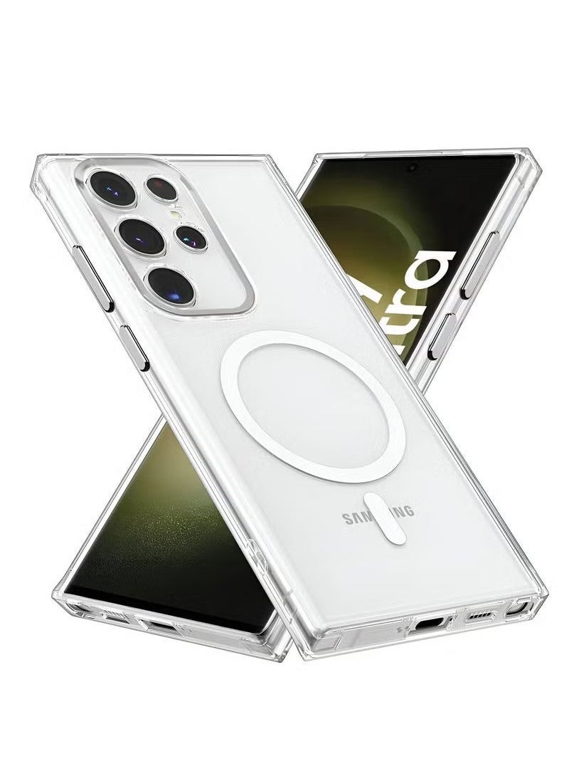 TIGER Samsung Galaxy S23 Ultra 2023 Magnetic Case, Slim Transparent Flexible TPU Shockproof Magsafe Back Phone Case - Clear - Image 1