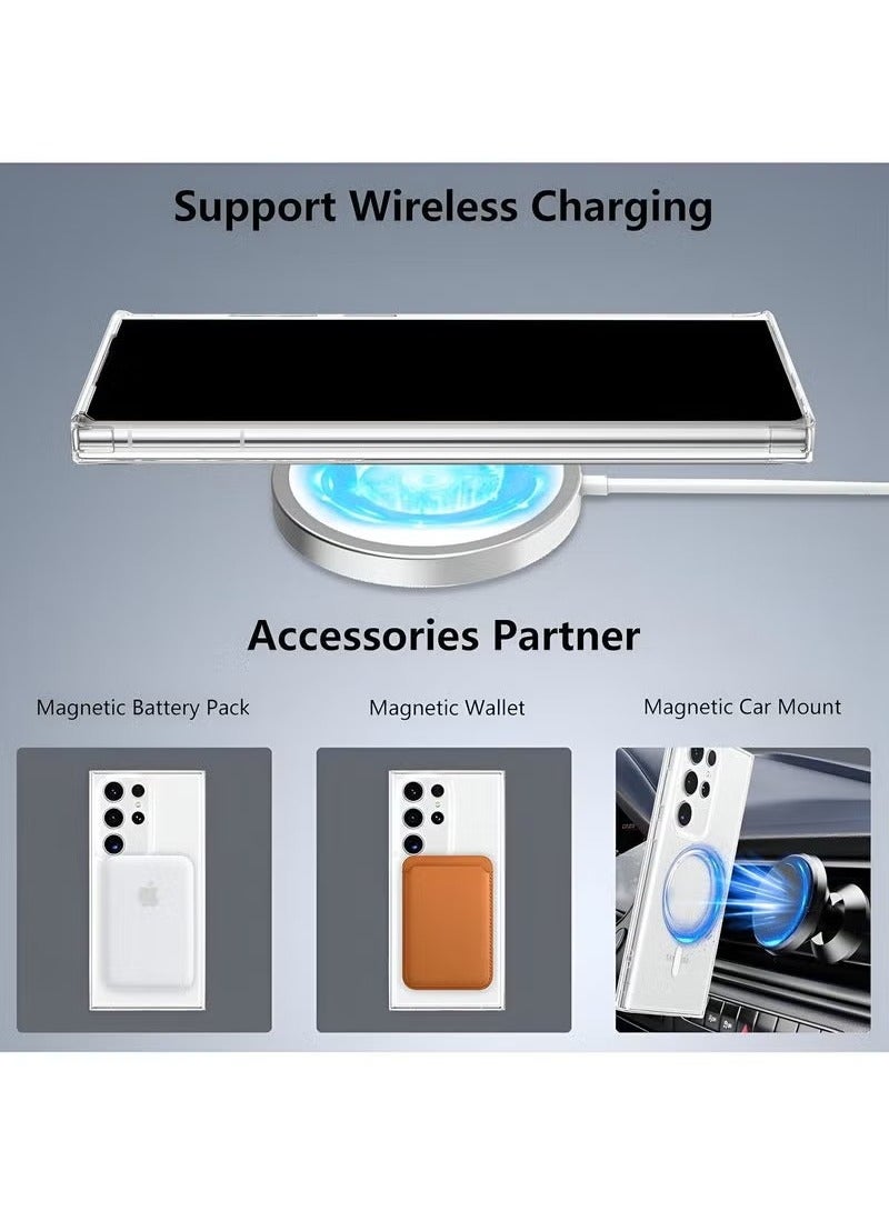 TIGER Samsung Galaxy S23 Ultra 2023 Magnetic Case, Slim Transparent Flexible TPU Shockproof Magsafe Back Phone Case - Clear - Image 2