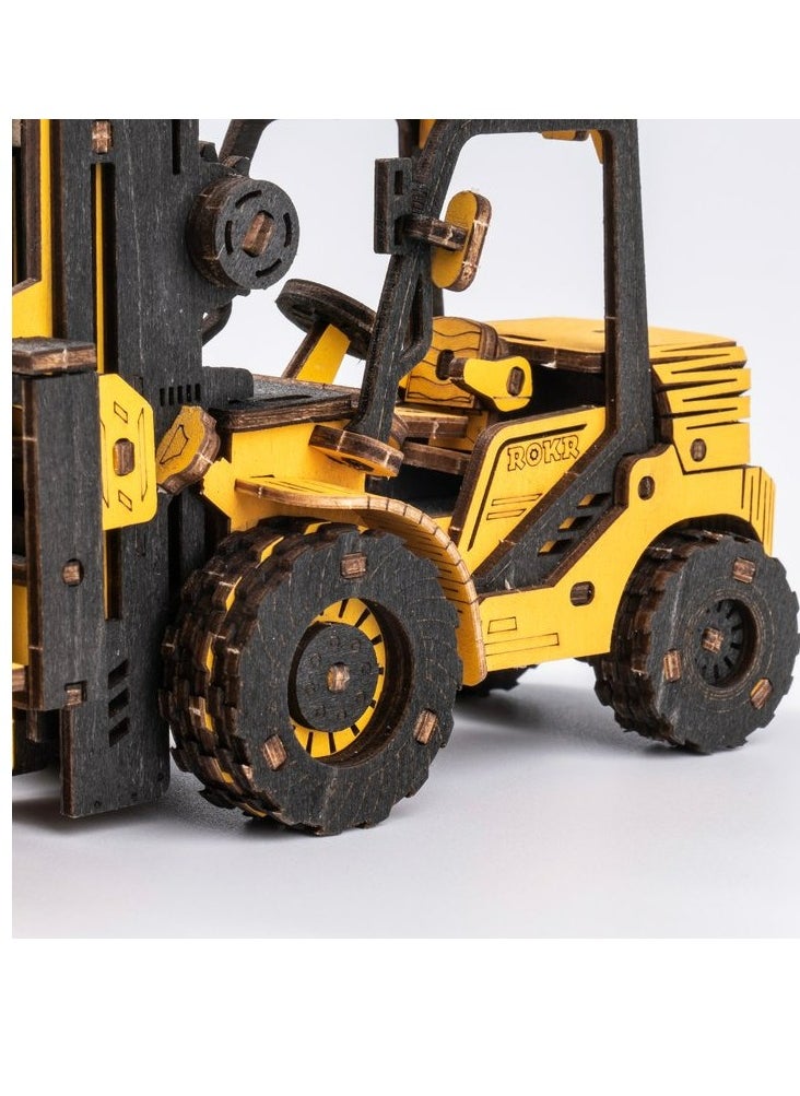 Robotime ROKR Forklift Engineering Vehicle 3D Wooden Puzzle TG413K, 3D Wooden Puzzles for Adults/Teens, Creative Home Decor, Unique Gift for Craft Hobby Adults/Teens  - Image 3
