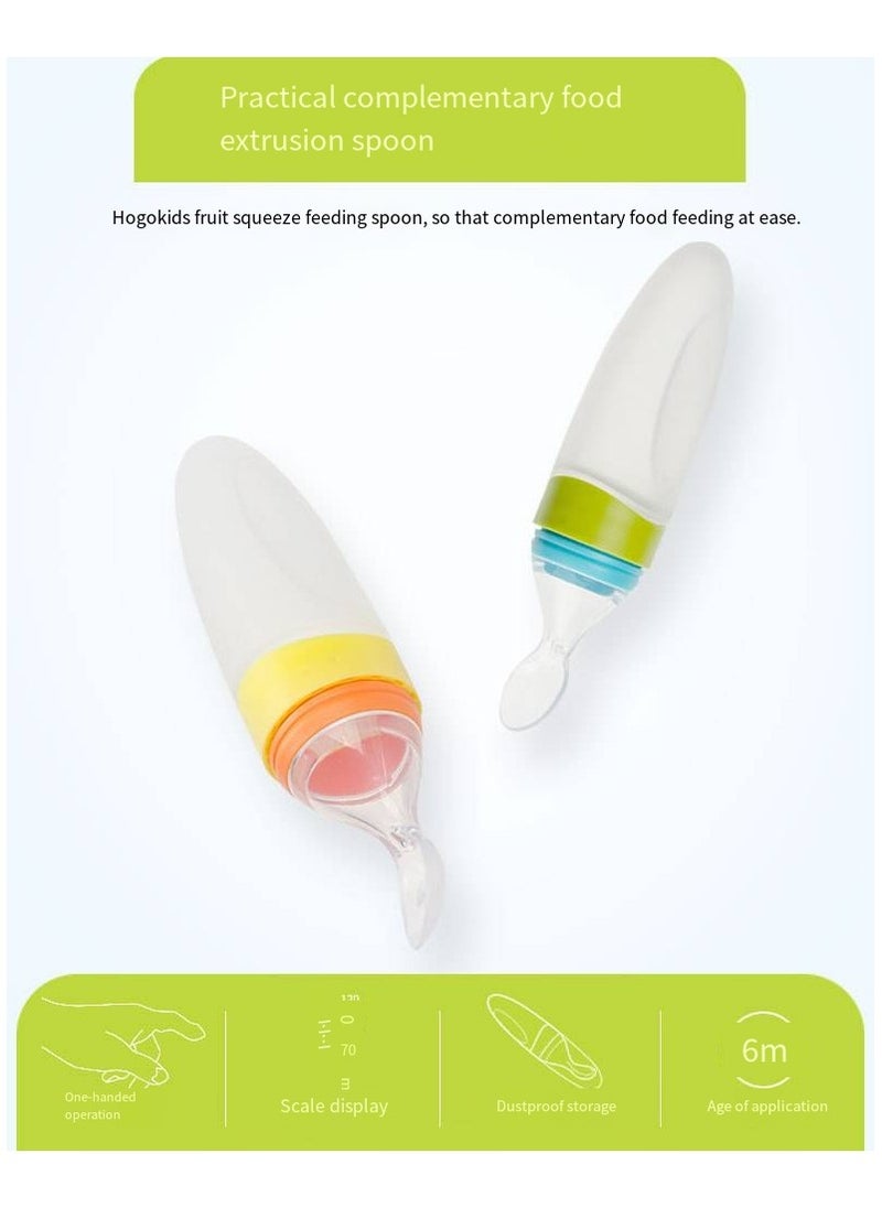 Hogokids - Squeeze Feeding Spoon Baby Tableware Baby Silicone Feeding Supplement Spoon Feeding Medicine Spoon With Scale (Blue-green) - Image 1