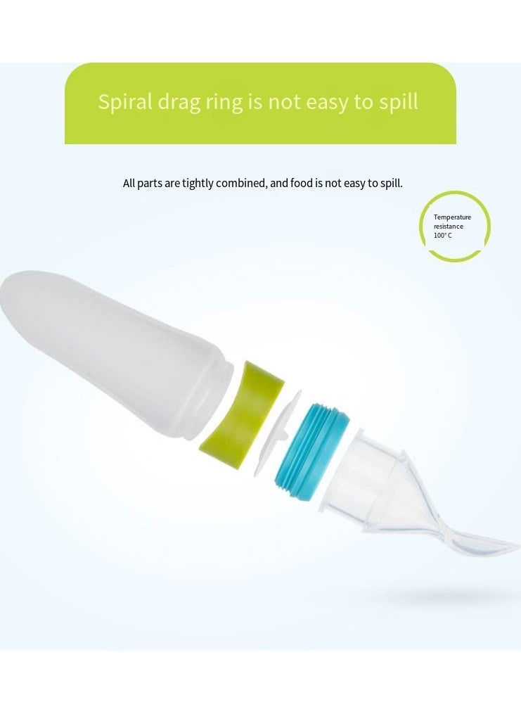 Hogokids - Squeeze Feeding Spoon Baby Tableware Baby Silicone Feeding Supplement Spoon Feeding Medicine Spoon With Scale (Blue-green) - Image 1