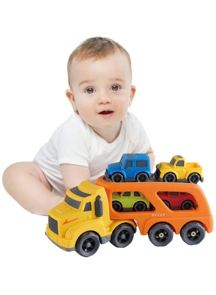 5-in-1 Transport Truck Toy Set for Boys and Girls Aged 18 Months and Up, Friction-Powered Cars, Birthday Gifts, with Music and Interactive Sounds - Image 3