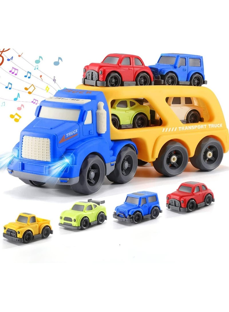 5-in-1 Transport Truck Toy Set for Boys and Girls Aged 18 Months and Up, Friction-Powered Cars, Birthday Gifts, with Music and Interactive Sounds - Image 2