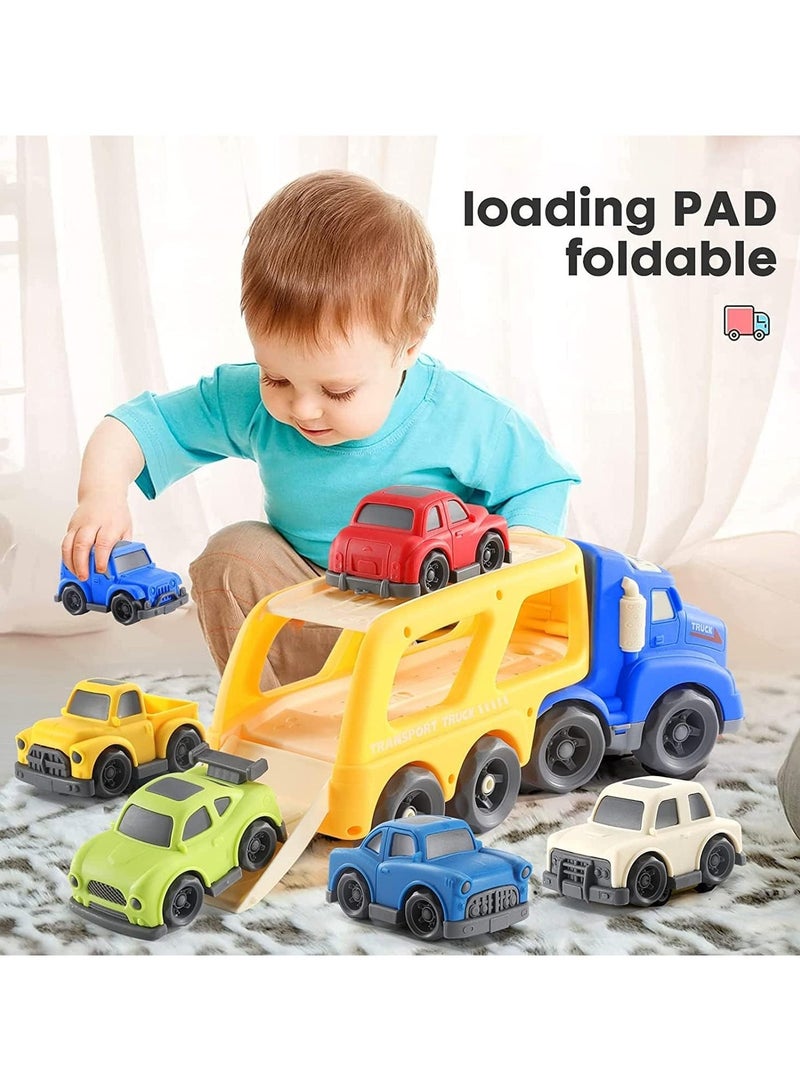 5-in-1 Transport Truck Toy Set for Boys and Girls Aged 18 Months and Up, Friction-Powered Cars, Birthday Gifts, with Music and Interactive Sounds - Image 4