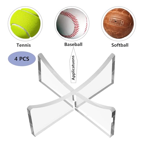 HEMYLU Ball Stand 4-Pack, Acrylic Display Stand for Softball, Baseball, Golf Ball and Field Hockey Ball, Ball Display Holder for Storage and Displaying - Image 3