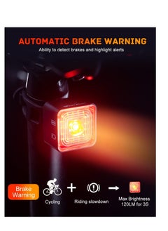 Y&D Smart Bike Tail Light, Brake Sensing Rear Lights, USB Rechargeable Light Kit, IP66 Waterproof & Dustproof, 5 Modes, One-Piece Aluminum Alloy Bicycle Lights Front  - Image 2
