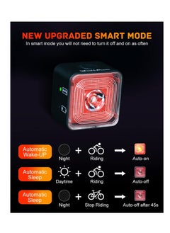 Y&D Smart Bike Tail Light, Brake Sensing Rear Lights, USB Rechargeable Light Kit, IP66 Waterproof & Dustproof, 5 Modes, One-Piece Aluminum Alloy Bicycle Lights Front  - Image 3